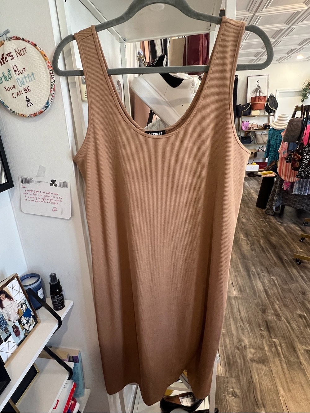 Express Sleeveless Midi Tank Dress - Taupe